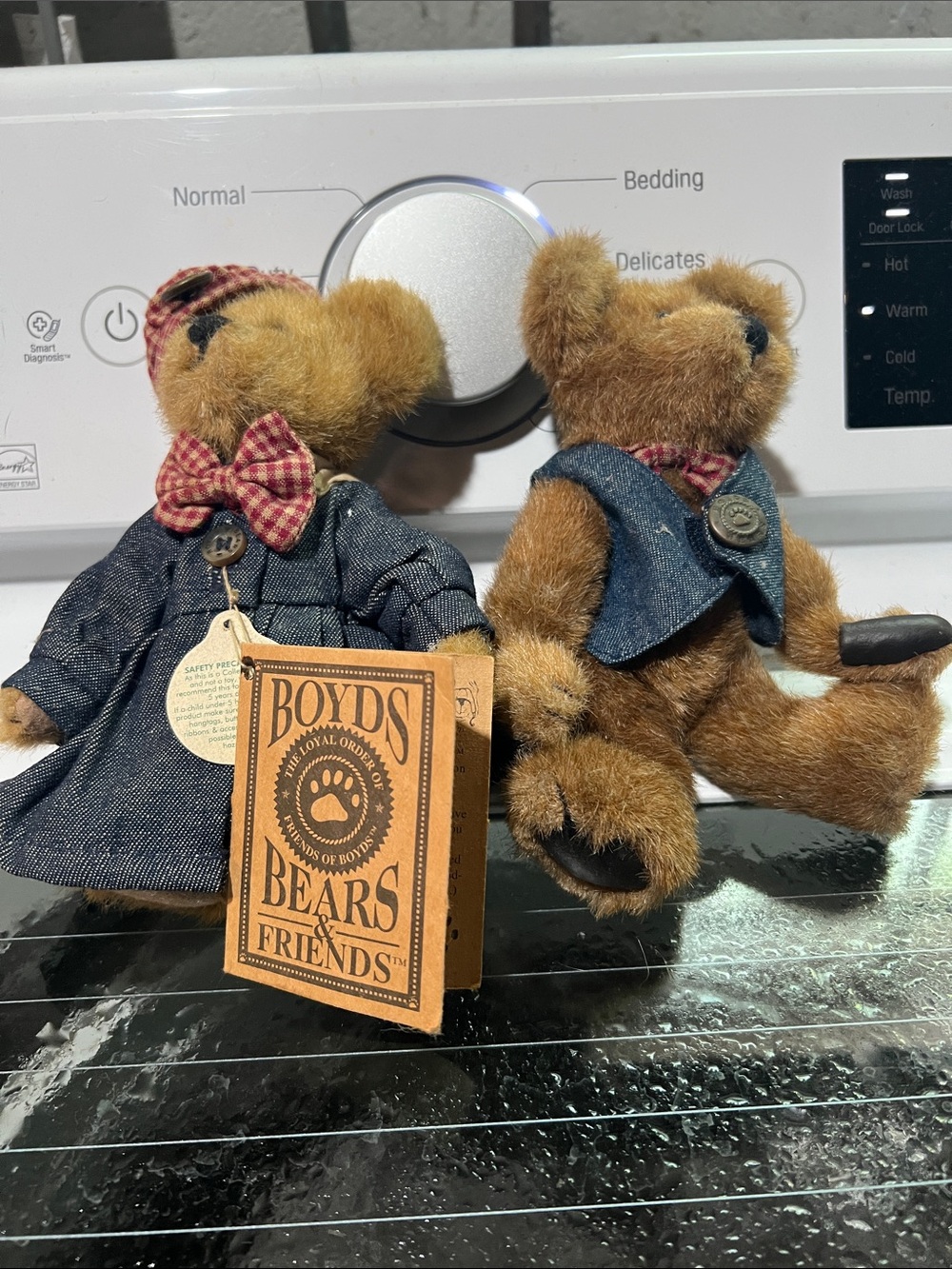Boyds Bears Brown Plush Pair with Denim Outfits